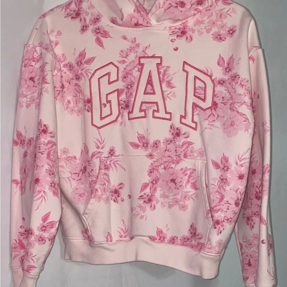 GAP kids Pink Floral Logo Hoodie
